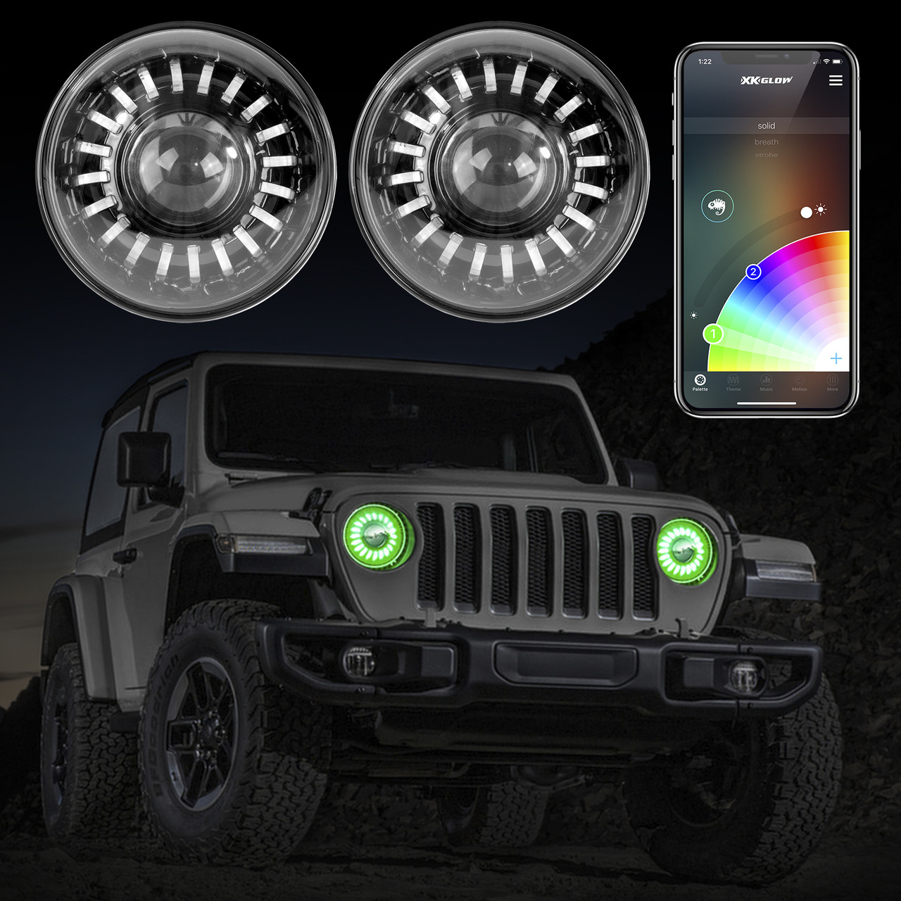 7" LED Headlight Kit for Jeep | XKGLOW